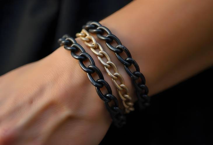 Chic Chain Bracelets Displayed on Charcoal Background